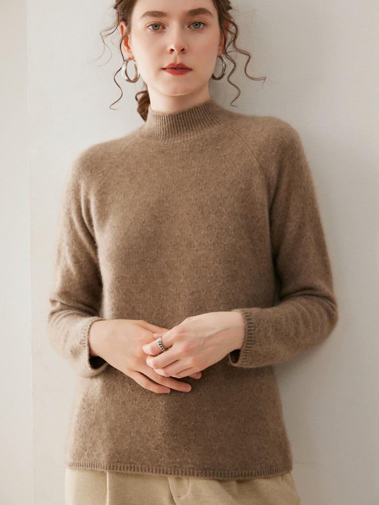 2025 Autumn/Winter Women's High Neck Cashmere Sweater – Thick, Skin-Friendly, Loose Knitwear Base Layer