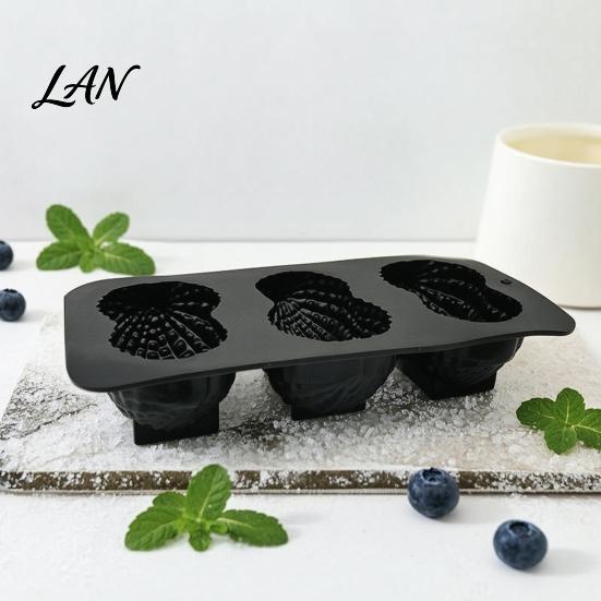 Food Grade Silicone Baking Mold Peanut Shaped Mold, with 3 Cavity, Flexible Non-stick Multipurpose Accessory Tray, for DIY Chocolate Mousse