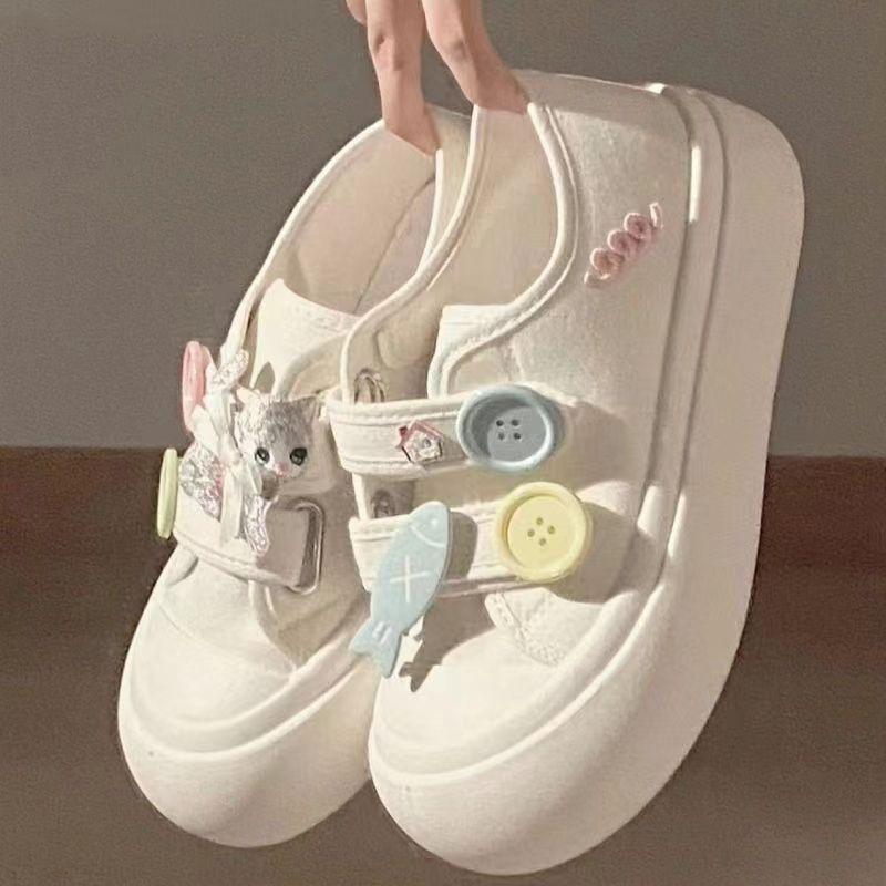 Niche Original Magic Big Head Shoes New Autumn and Winter Cute Thick-soled Versatile Board Little White Shoes Children's Tide