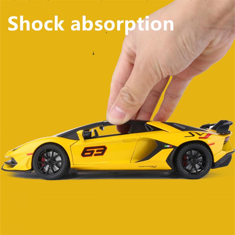 1/24 Lamborghini Aventador SVJ 63 Slitina Závodní Auto Model Odlitky Kovová Hračka Vozidla Model Auta Zvuková a Světelná Simulace Dětská Hračka Dárek