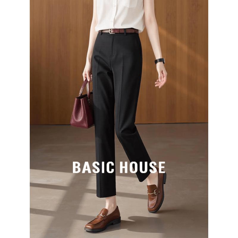 Basic House Women s High-Waist Straight-Leg Suit Pants L