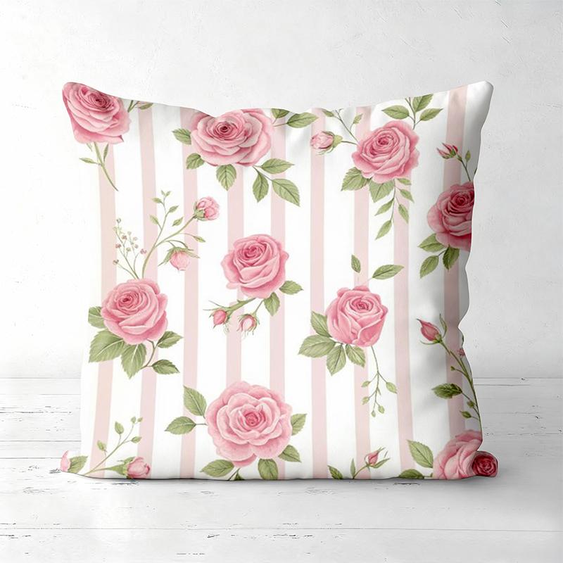 Pink Rose Floral Pattern Pillows for Home Decor Polyester pillowcase, sofa decorative cushion cov Headboard Pillow
