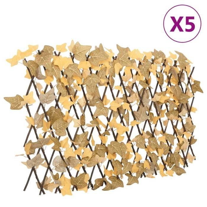 VidaXL Treillis de Feuille d'Érable Artificiel Extensible 5 pcs, Écran de Clôture, Brise-vue d’Intimité, Décoration de 366595