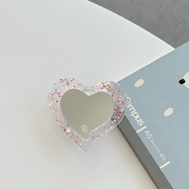 Magnetic Magsafe Mobile Phone Airbag Holder Glitter Sequins Love Mirror Portable Creative Makeup Mirror