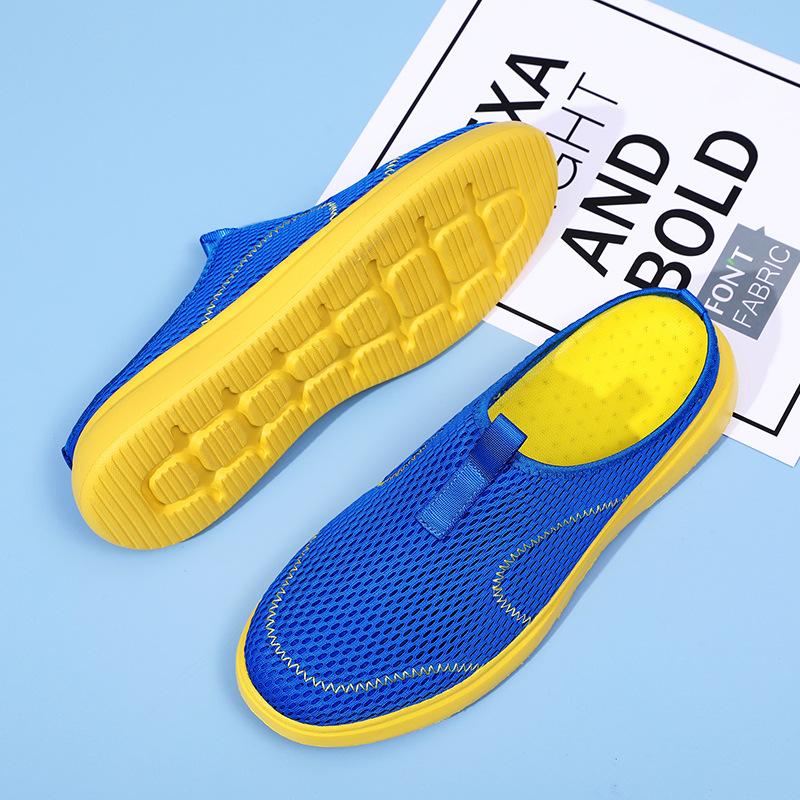 Foreign trade large size slippers men's summer mesh one pedal lazy sports soft sole 48 bag head wearing large sandals men