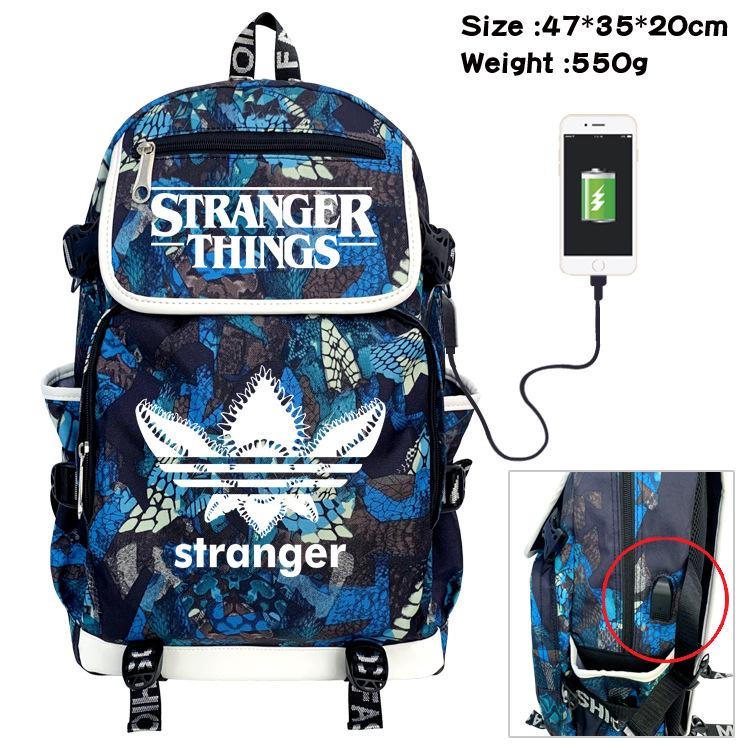 Stranger things Student backpack USB charging backpack