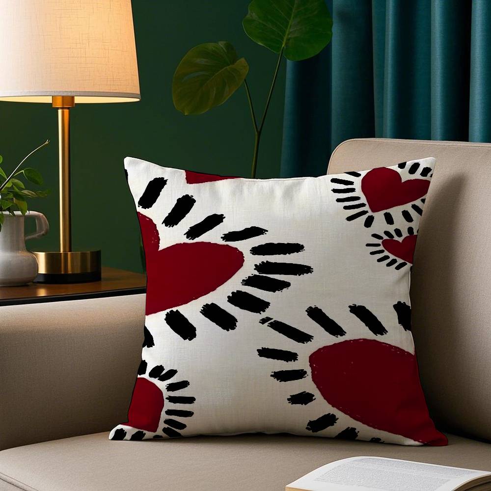 Ins Art Love Graffiti Pillow Case Plush Fabric Soft Pillowcase Double Sided Print Sofa Cushion Cover Throw