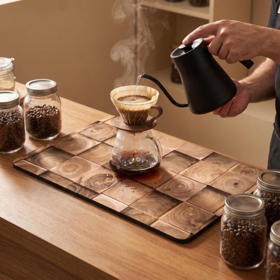 Rutschfeste Bar-Service-Matte 3D Holzmaserung Geschirrtrockenmatte, Kieselgur-Absorbent für Küchenarbeitsplatte, Rutschfest Hitzebeständig Tassen-Kaffee-Pad Multi