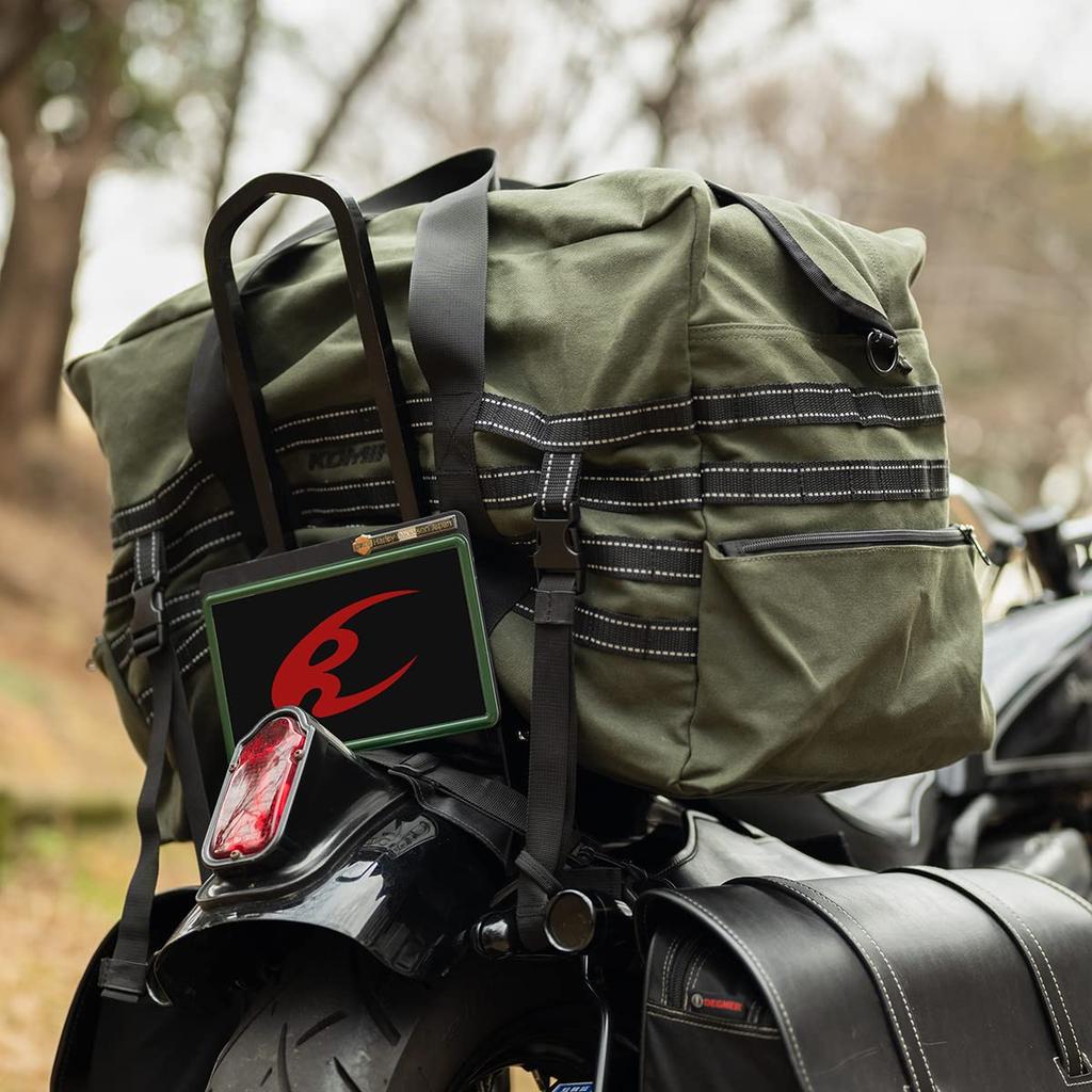 KOMINE Camping Canvas Seat Bag for Free Size SA-251 Motorcycles, 65L, Black,