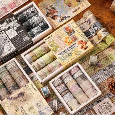 20pcs/set  Vintage Washi Tapes Scrapbooking Supplies Masking Tape Retro Cinta Adhesiva Decorativa Journaling Materials Washi Tape Set