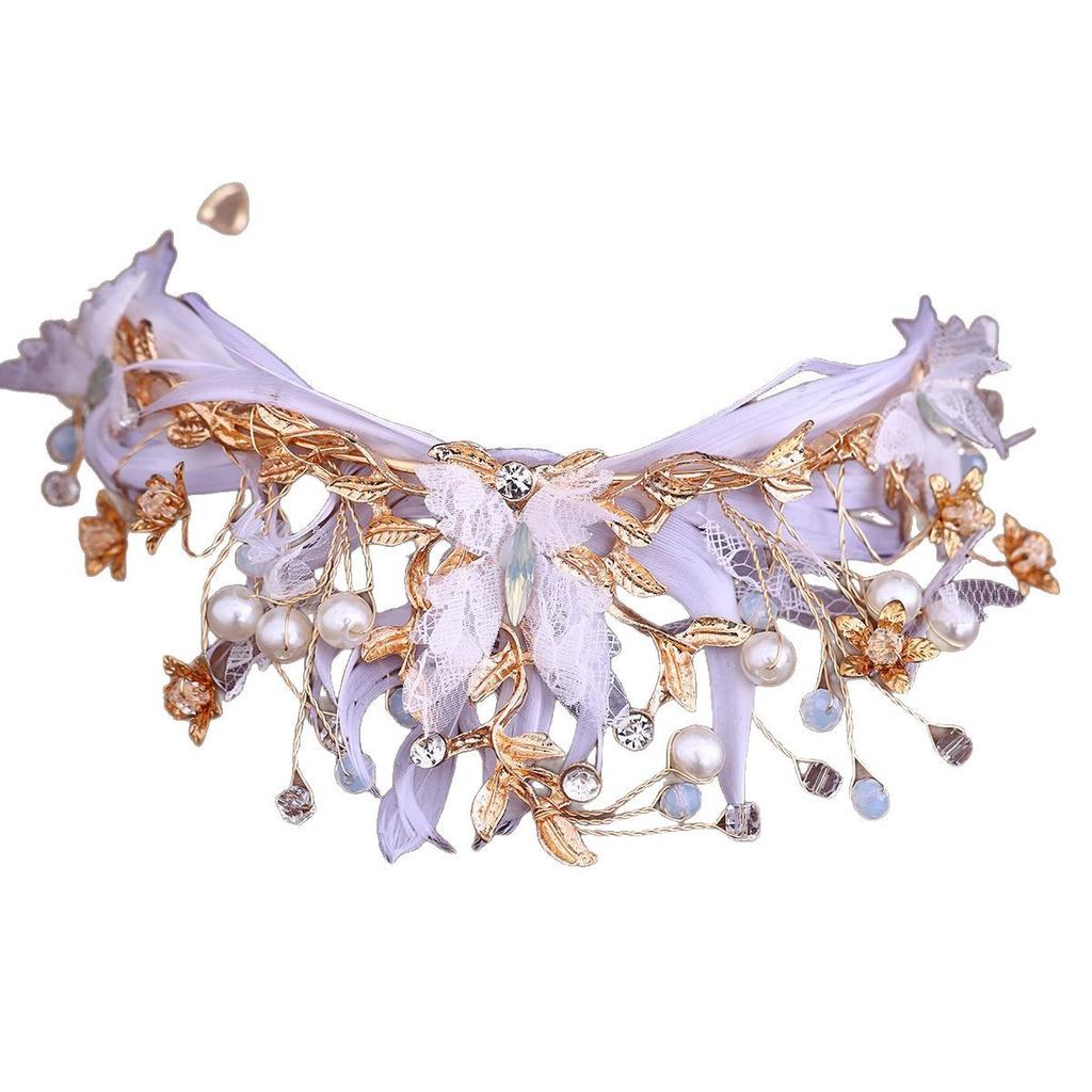 European and American Bride Crowns Handcrafted Feather Crowns  Hairbands Exquisite Wedding Gowns  Wedding Dresses  and Accessories