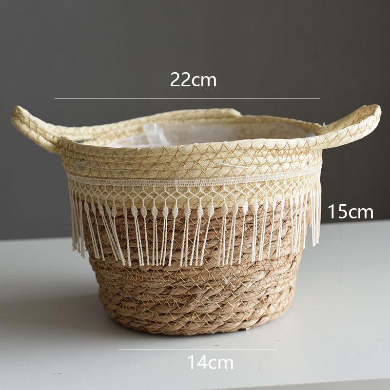 Creative Straw Woven Flower Basket for Green Plants - Living Room or Balcony Decoration