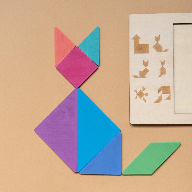 Wooden Tangram Puzzle Game - Develops Problem-Solving Skills, Enhances Mathematics and Geometry Understanding, Perfect Education