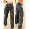 Women's Plus Size Wide Leg Jeans High Waist Slim Fit Straight Leg Retro Ladies Jeans