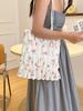 Polyester Wrinkled Tote Bag With Floral Embellishments For Daily Casual Wear