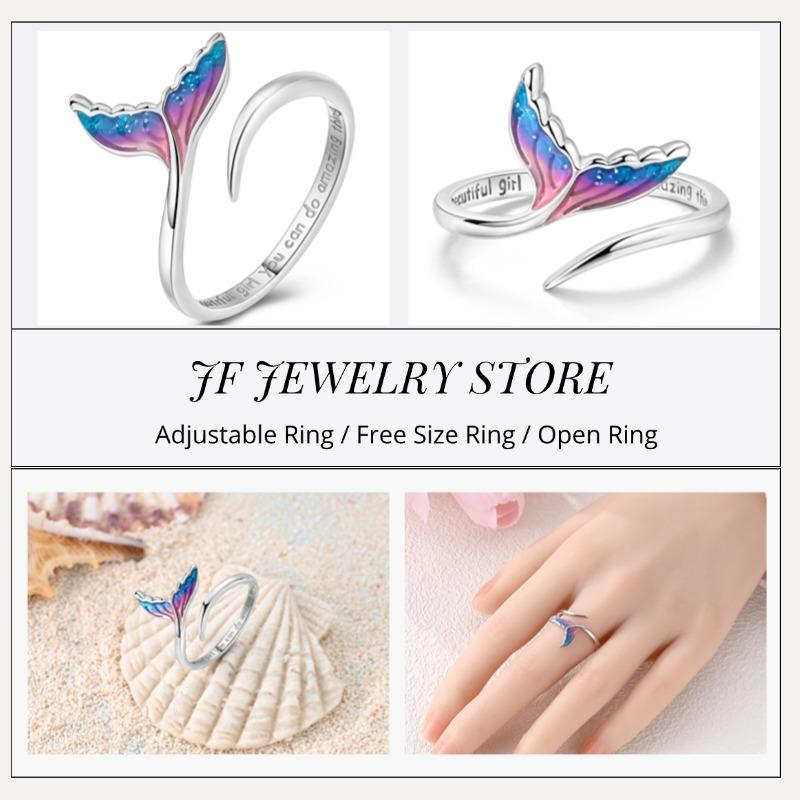 Free Size Ring For Women S925 Silver Original Blue Eyes Dragon Bee Shell Cherry Adjustable Rings Clover Chain Open Ring Jewelry