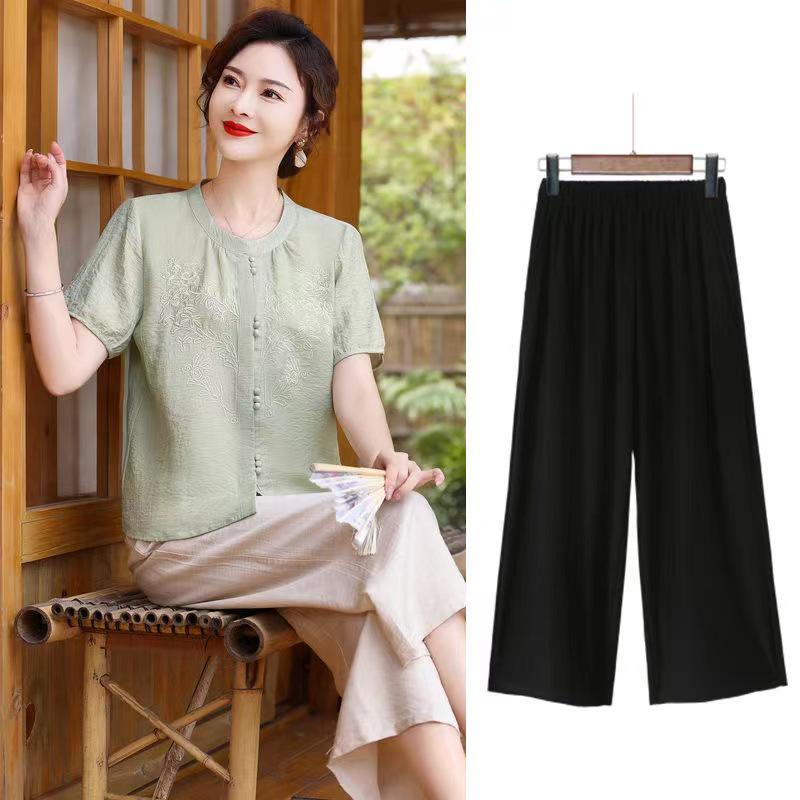 

Летний вышитый кардиган и брюки для женщин, 2024 XXL (135-155 jin)