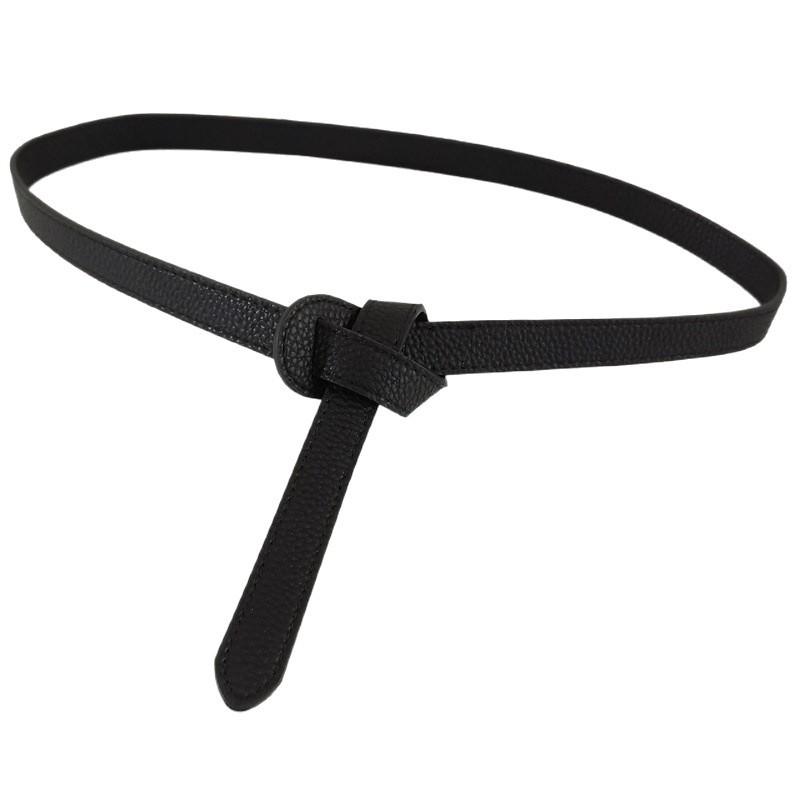 True Leather Women Slim Waist Belt With Tie Knot For Dresses And Sweaters