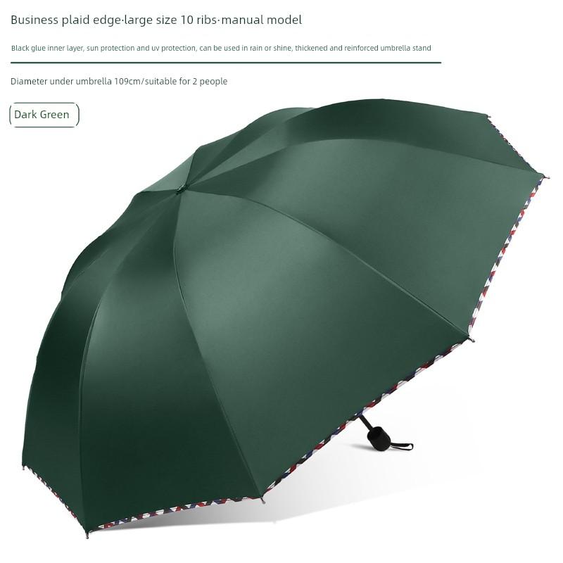 Large Thickened Windproof Reinforced Umbrella for Heavy Rain with Logo, Foldable Dual-Use Black Coating for Sun Protection and Uv Protection