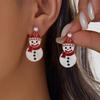 Cute White Enamel Snowman Dangle Earrings Imitation Pearl Inlaid Red Zircon Snowflake Hat Scarf Earring Christmas Party Jewelry