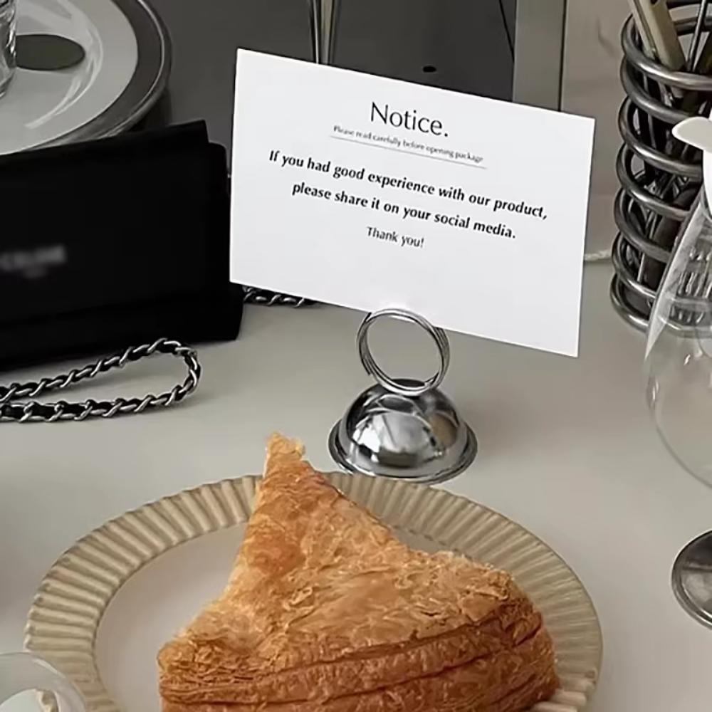 Stainless Steel Message Card Clip Desktop Photo Place Stands Card Holder  Home Office Accessories