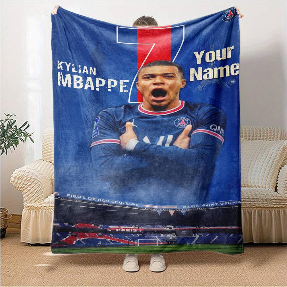 Mbappé Customize Text Blanket Throw Personalized Blanket Ultra-Soft Great for Livingroom Office Chair Couch Bed Four Seasons Multipurpose