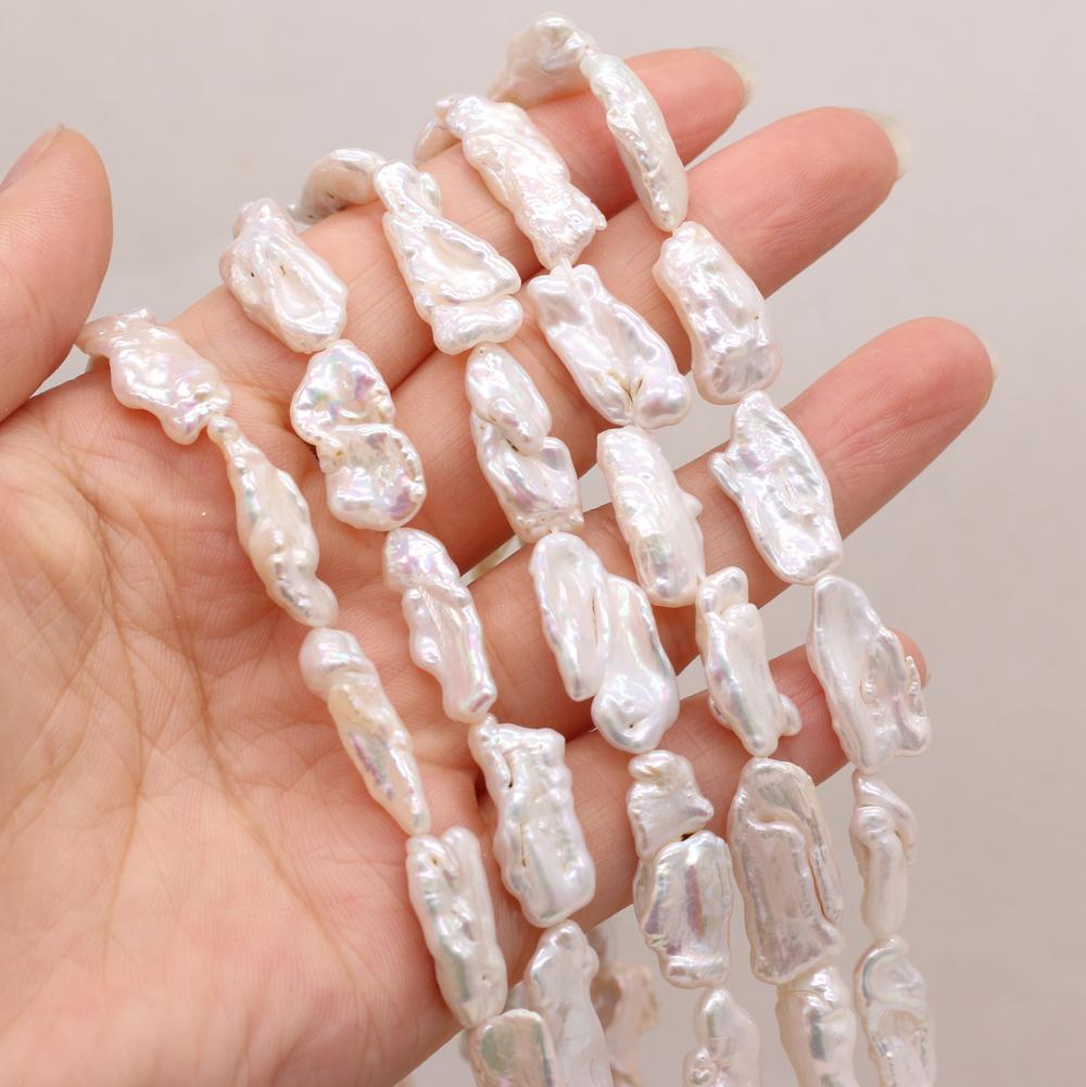 1String, 8×20-10×22mm White Natural Freshwater Pearls, Handmade Irregular Strips Pearl Beads for Jewelry Making DIY Necklace Bracelet Accessories 36cm