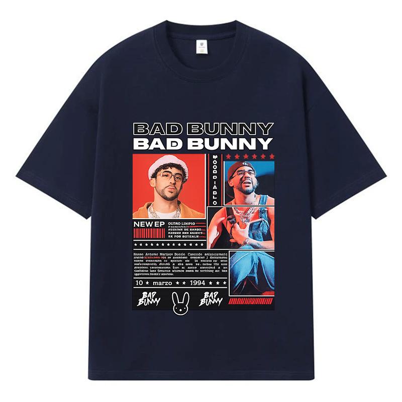 2026 Bad Bunny Printed Graphic Streetwear Y2k Harajuku Clothes 100% Cotton T Shirt Casual Oversized Summer Men T-shirt