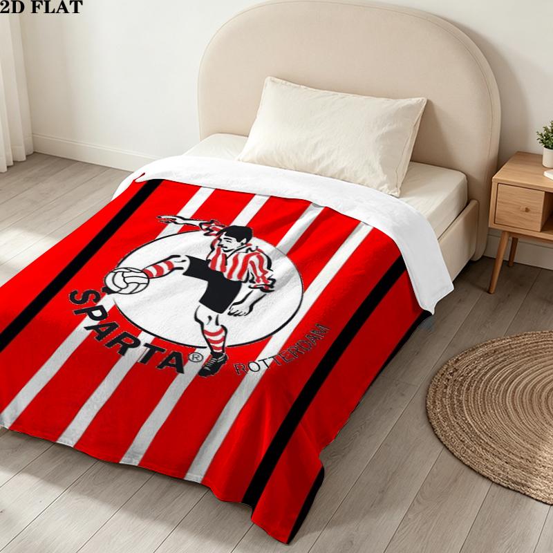 Sparta Rotterdam Print Flannel Blanket, High quality Comfortable for All Seasons, Home Decor, Warmth and Comfort, Perfect for Christmas Gifts