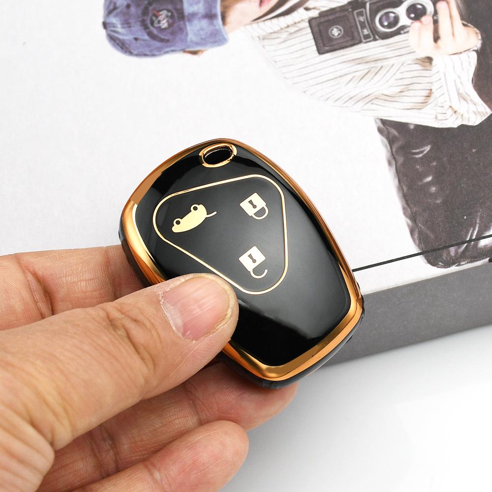 Gold Edge TPU Remote Key Case Cover 2/3 Buttons Shell Fob Holder For Renault Logan DACIA Megane Espace Laguna Duster Sandero Fluence Clio