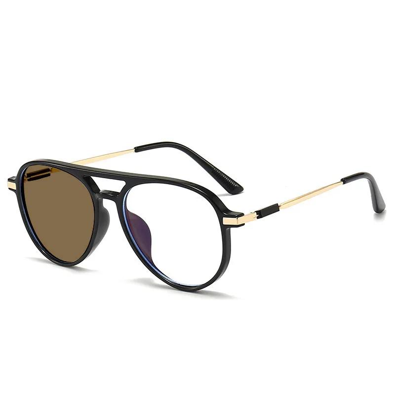 Men's Pochromic Reading Glasses Fashion Double Bridge Women Anti Blue Light Far Sight Eyewear Prescription Presbyopia Glasses
