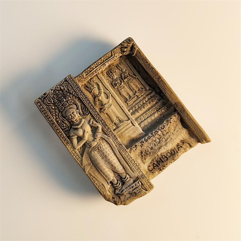 Cambodia Angkor Wat Shiguan Goddess 3D Stereoscopic Tourism Souvenirs Resin Painting Decoration Home Refrigerator Magnets