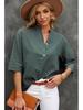2026 Women's Casual Solid Color Five-Sleeve Loose Plus Size Pullover Shirt