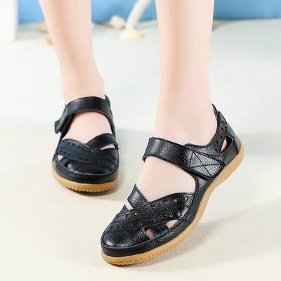 Sandale de vară pentru femei din piele PU, mărime mare, decupate, culoare solidă, pantofi casual tip peșteră