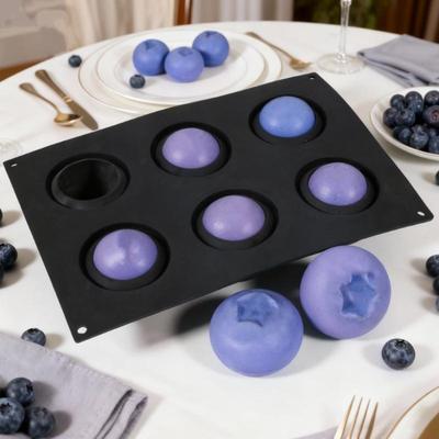 Silikonová forma na pečení dezertů, 6 dutin, na borůvkovou pěnu, ve tvaru ovoce, na čokoládový pudink