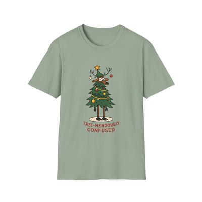 Unisex Softstyle T-Shirt Mens Womens Tees Top Funny Reindeer Christmas Tree Snow Winter Holiday