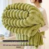 2024 Luxury Solid Color Rabbit Plush Ribbed Blanket
