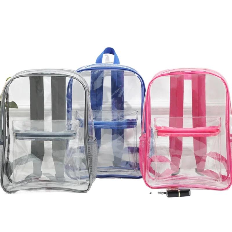 Zaino Trasparente di Grande Capacità Casual con Cerniera Impermeabile Zaino Trasparente Borsa Scolastica Zaino in PVC Visibile Borsa da Viaggio per Donne