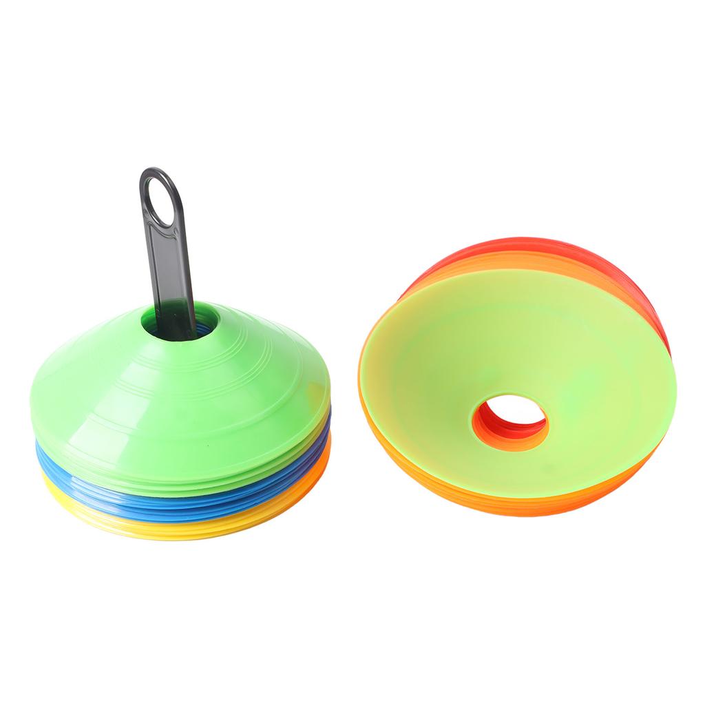 50 Pack Agility Soccer Cones Different Colored Cone Markers with Carry Bag and Holder for Sports Training Practice