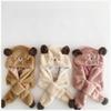 Windproof Winter Baby Hat Scarf One-Piece Infant Beanies Cap Cute Kids Hat Hooded Scarf
