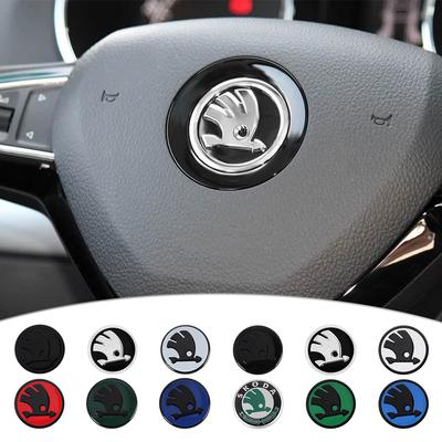 43/44mm For VRS Octavia Fabia Kamiq Rapid VII Car Steering Wheel Center Cover Sticker Decal Decor Accessories Auto Styling