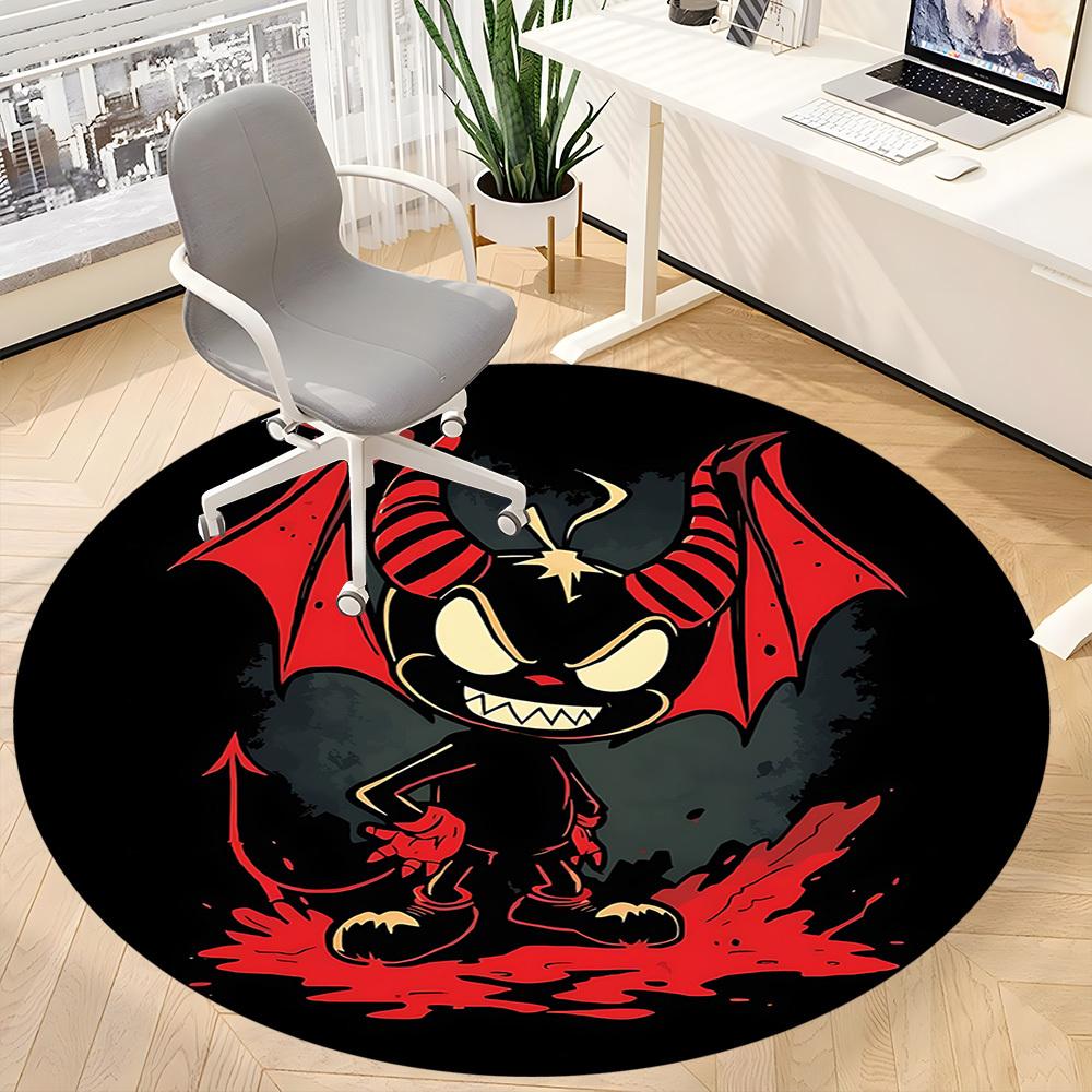 1pc Devil Horns Office Round Area Rug, Under Office Chairs Bedroom Living Room Home Decor, Room Deco, Available in Various Sizes