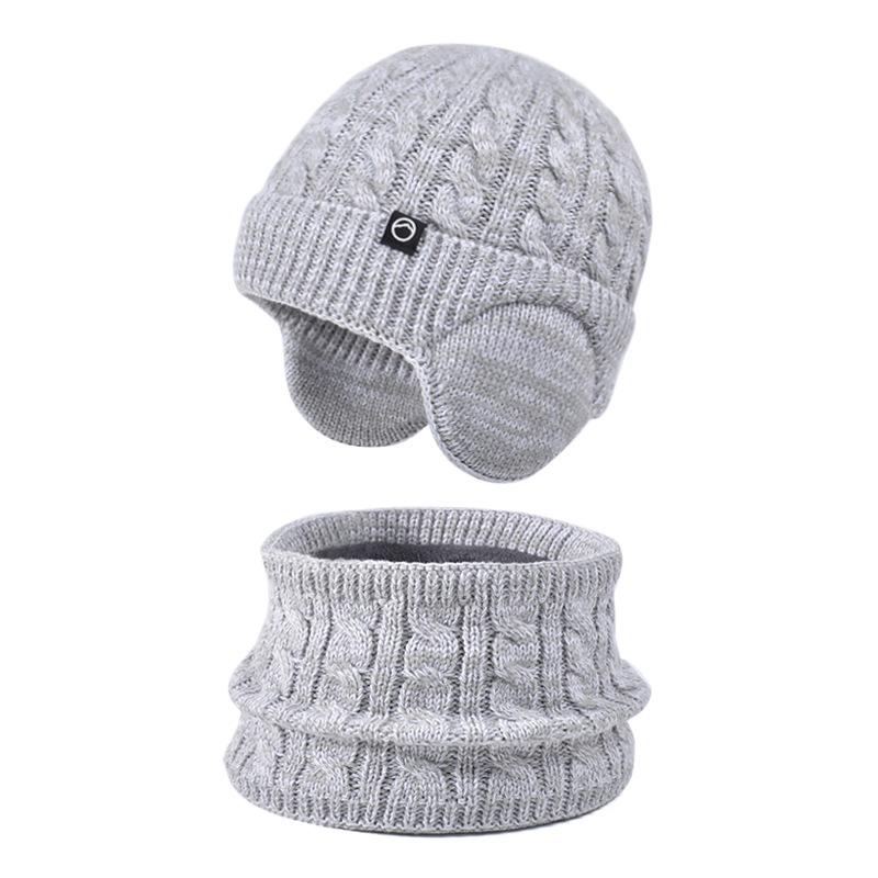

Детские шапки зимний теплый набор из трех предметов для мальчиков и девочек уличные ветрозащитные вязаные шерстяные шапки флисовые наушники шапки-пуловеры