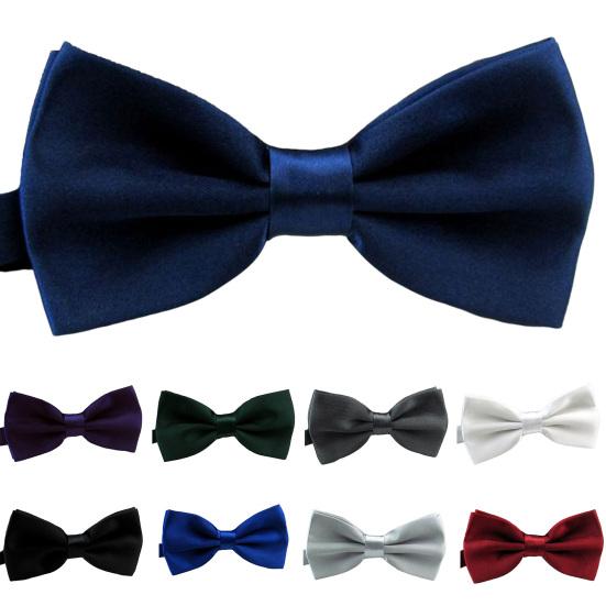 Men Tie Bow Smooth Solid Color Adjustable Lightweight Korean Style Wedding Tie for Party Banquet Prom