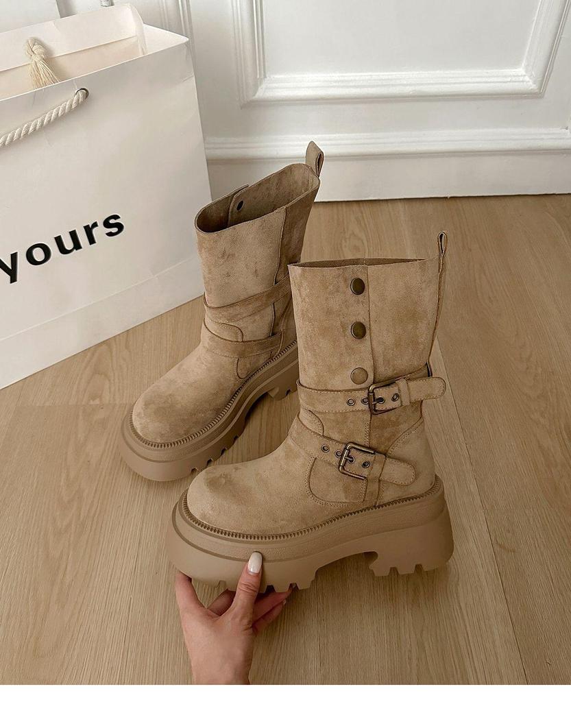 Women's Thick-Soled Height-Boosting Mid-Calf Martin Boots - Autumn/Winter 2025 Edition