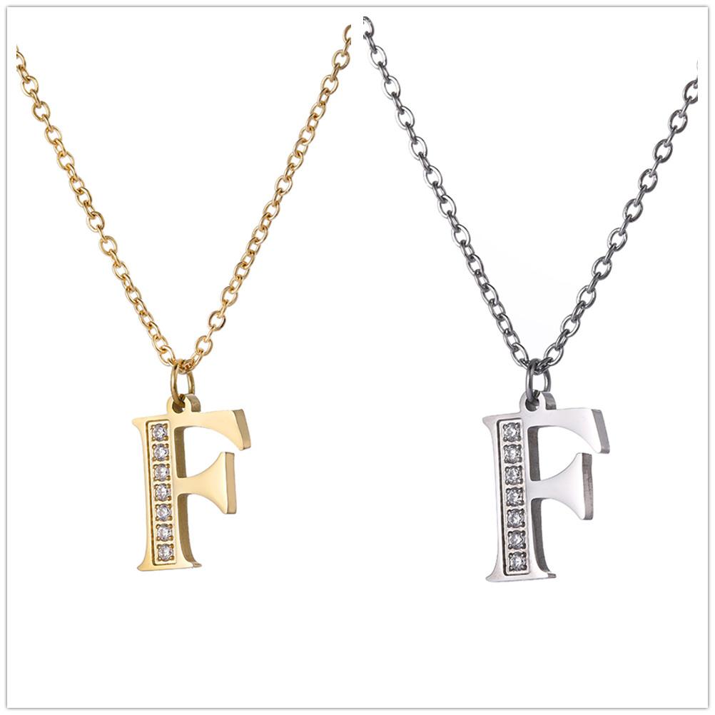 My Shape A-Z Letters Necklaces Girls Initials Alphabet Gold Color Chains Stainless Steel Rhinestone Name Pendant Choker Jewelry