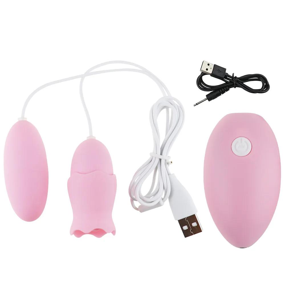 Vibrating Egg Sex Toys for Women G Spot Nipple Clitoris Stimulator Massager Vibrator Tongue Licking Jump Egg with Mouse Charging