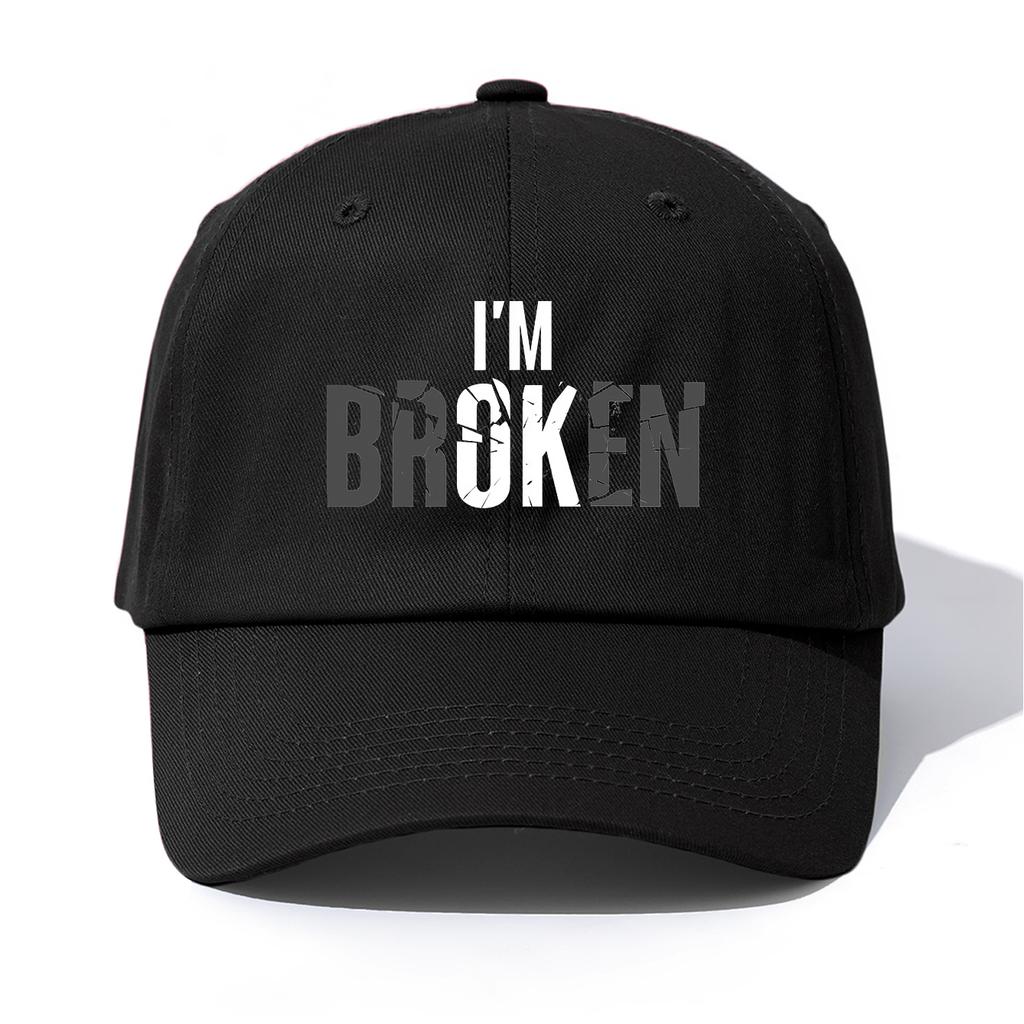 1pc IM OK Print Baseball Cap for AdultsMinimalist Retro Style Casual Soft Adjustable Dad HatPerfect As Gift