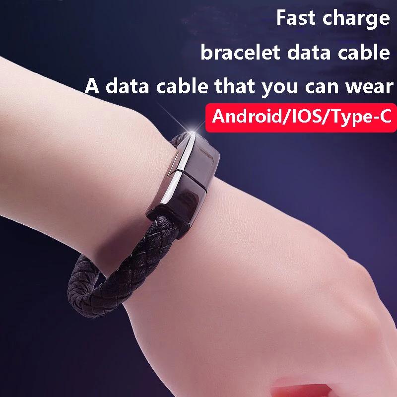 Bracelet Data Cable - For Apple, Vivo, Huawei, Xiaomi & Android, Fast Charging, Works with Power Bank, Short Portable Design