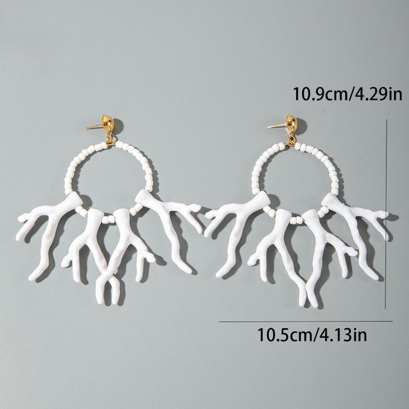 1Pair Bohemian Turquoise Earrings Geometric Acrylic Coral Shaped Earrings For Womens Trendy Jewelry Gift